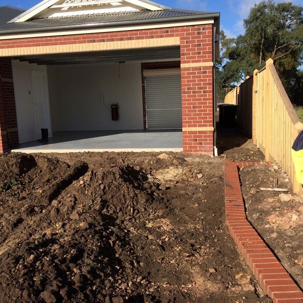 Newly excavated driveway ready for concreting